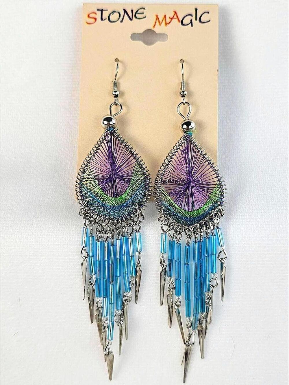 Vintage Stone Magic Dreamcatcher Thread & Bead Earrings NWOT
